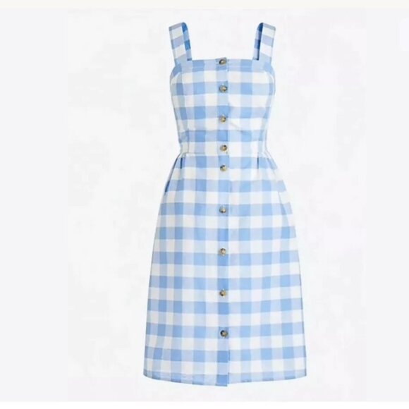 J.Crew Blue Gingham Summer Picnic Dress Size 2 EUC - Picture 4 of 10